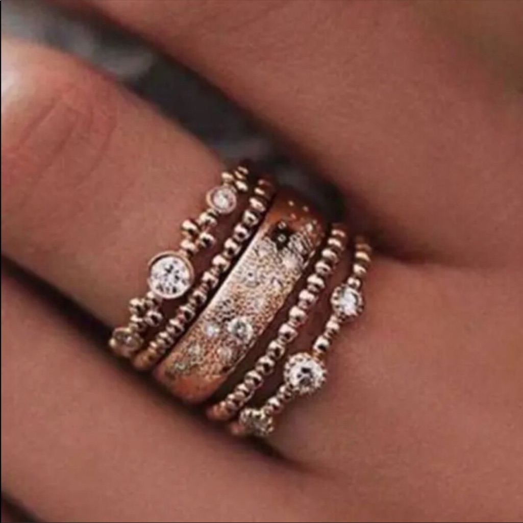 New Rose Gold Stackable Ring Set